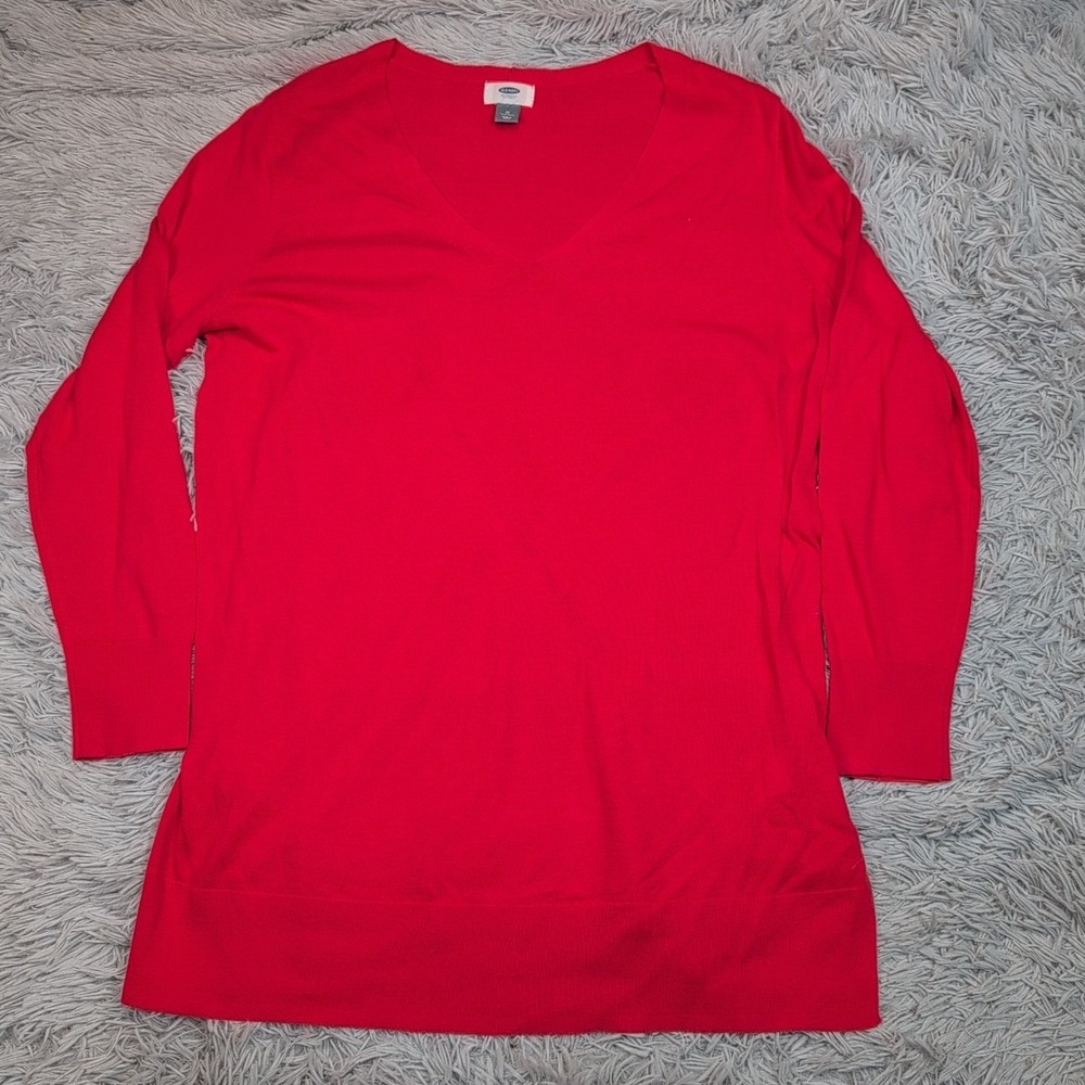 Old Navy Shirt Womens 1X Red Tunic Long Soft Comfort Casual Lightweight